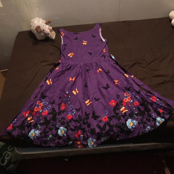 NEW Purple Floral Summer Dress M/L - Picture 5 of 7